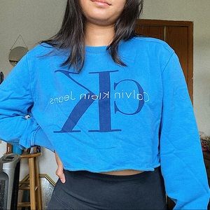 Blue Cropped Calvin Klein Sweater